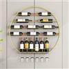 Nordivo Portabottiglie Da Parete Moderno Tondo, Porta Vini, Supporto Per Bottiglie Di Vino A 4 Livelli (Gold)