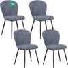 WAFTING Set di 4 Sedie da Pranzo, Gambe in Metallo, Grigio scuro