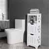 HUOLE - Armadietto per bagno, piccolo mobile di stoccaggio per toilette, armadio per toilette con porta spazzolino WC, mobile da bagno autoportante in legno, 30 x 30 x 89 cm - Bianco