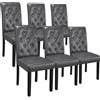 Yaheetech Set 6 Sedie Sala da Pranzo Moderne Imbottite in Ecopelle con Schienale Alto con Bottoni Imbottiti Gambe in Legno Massello Portata 135 kg Grigie