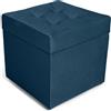 MG Design Pouf contenitore imbottito 45 × 45 cm Blu scuro - capacità ca. 50 L, fino a 300 kg, seduta morbida, struttura solida, già montato e facile da pulire