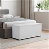 Vida Designs Leon Pouf Portaoggetti in Legno con Coperchio, Sedia, Sgabello, Panca per Finestra, Coperte, Biancheria da Letto, Poggiapiedi, Bianco, H 40 x L 100 x P 40 cm Circa