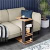 [en.casa] Tavolino Laterale da Divano Tavolino Basso a Forma di C Consolle a Rotelle e Scomparti con Barre Piano di Lavoro per Laptop 44 x 29 x 65 cm Effetto Legno/Nero