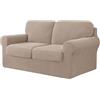 WWQQKJ Copridivano Elasticizzato Copridivano 2 Posti Con 2 Schienali E 2 Fodere Per Cuscini Di Seduta Separato Per Mobili 145-178 Cm 5 PZ(Sabbia)