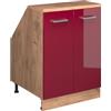 Vicco Mobile cucina sottotetto R-Line, Rosso lucido, 60 cm con 2 porte, carcassa 60 cm profondità, per la libera combinazione all'interno di sistemi cucina modulari