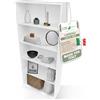 CDF Scaffale Libreria con Ripiani Organizzatore Scomparti Aperti per Libri Documenti Decorazioni Sala da Pranzo Ufficio Soggiorno Studio Camera da Letto Alto Moderno Verticale - Bianco 80 cm