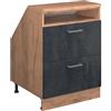 Vicco Mobile cucina sottotetto R-Line, Calce nera, 60 cm con 2 cassetti, carcassa 60 cm profondità, per la libera combinazione all'interno di sistemi cucina modulari