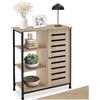 tectake® Credenza Cucina 71x32x82cm, Mobile Cucina, Dispensa Salvaspazio Armadio 1 anta, Porta a Destra, 3 Ripiani, Soggiorno, Sala da pranzo, Ingresso, Ripiani Regolabili - Legno Industriale Chiaro