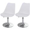 Mendler Set 2X sedie girevoli Moderno Elegante Malmoe T501 Acciaio Cromato Ecopelle Bianco