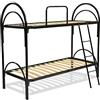 Comprarredo Letto a castello scomponibile salvaspazio con reti a doghe 80x190 e telaio in acciaio con scaletta e sponda anticaduta, colore struttura nero