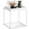 tectake® Tavolino Salotto 40 x 40 x 44cm, Tavolino da salotto Accatastabile Basso, Mobile Soggiorno, Ripiano a Vassoio, Mobiletto Salvaspazio Divano, Camera, Ufficio, Stile Industriale - Bianco