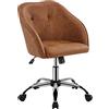 Yaheetech Sedia/Poltroncina Scrivania Ufficio con Ruote Girevole Imbottita in Similpelle Altezza Regolabile Reclinabile Ergonomica Portata 136 kg Marrone Retro