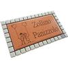 GUIZZO creart - Targa Personalizzata Nomi/Via in Ceramica, Targhetta Modificabile Cornice Mosaico, Targhetta Porta Ingresso Numero Civico Esterno Made in Italy, 17x9.5H cm, Arancio/Bianco