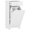SoBuy Mobiletto Bagno Salvaspazio con Cassetto e Cesto Portabiancheria Estraibile - Armadietto Stretto Verticale per Bagno Piccolo o Lavanderia - Mobile Bagno in MDF Bianco, L40×P38×H90 cm, BZR21-II-W