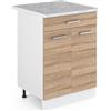 Vicco Mobiletto base per cucina R-Line, Sonoma, 60 cm | 1 Cassetto · Piano di lavoro incl. · Piedini regolabili in altezza · 2 Ante · ✓ Facile accesso