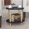 [en.casa] Tavolino Rotondo da Salotto con 2 Piani di Appoggio e Gambe Cilindriche Tavolino da Caffè Tavolo Basso da Divano Design Compatto 49xØ42 cm Grigio