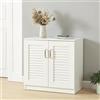 [en.casa] Armadio Scarpiera Mobile Portascarpe con 2 Ante a Persiana e Ripiani Inclinati 62 x 63 x 36 cm MDF Bianco