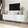 NovaFurnish Mobiletto moderno bianco per TV, pannelli regolabili, mobili leggeri in stile low-board (bianco, 175 x 38 x 56 cm)