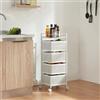 [en.casa] Carrello da Stoccaggio Organizzatore con 4 Cestelli Girevoli e Piano con Barra Anticaduta Mobile Multiuso in Acciaio a 4 Rotelle per Cucina Ufficio Bagno - Bianco