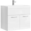 Badplaats B.V. Mobile da Bagno Montreal 01 60cm Bianco Lucido - Armadio mobiletto lavabo Mobili Armadietto