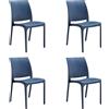 GLOUPIE Set 4 Sedie Volga In Polipropilene Blu, Impilabili, Dimensioni 54 x 46 x 81 Cm, Peso 3,5 Kg,Per Interno Ed Esterno, Made In Italy, Sedia Impilabile