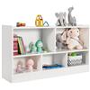 GYMAX Libreria Bassa in Legno, 2 Livelli, 5 Scomparti, Deposito Classificato, Ideale per Soggiorno, Studio ed Ufficio, Stile Moderno, 112 x 30,5 x 61 cm (Bianco)