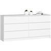AKORD Cassettiera K 160 cm | 6 Cassetti (2 x 3) | Moderna Mobiletto per il soggiorno Camera da letto Armadio Soggiorno Bagno | Salvaspazio | 160 x 77 x 40 cm | Peso 70 kg |Bianco
