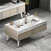 Homidea KARYA - Tavolino da salotto, design elegante e moderno (tavolino da caffè - beige/marmo)
