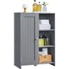 Yaheetech Mobile da Bagno Autoportante Moderno in Legno con Anta Singola e 3 Ripiani Aperti Armadio da Bagno Compatto con Ripiano Regolabile per Soggiorno Corridoio (Grigio Scuro)