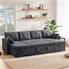 Trdlpyn Divano Letto con Funzione Sleep, Divano a 4 Posti con Contenitore e Portabicchieri, Sofa Bed per Soggiorno, Camera da Letto, Appartamento(Grigio)