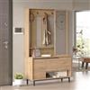 [en.casa] Mobile Appendiabiti da Ingresso con Anta Specchiata Armadio Guardaroba Semiaperto Ganci Appendini Scomparti Chiusi Aperti 178 x 112 x 35,5 cm - Effetto Rovere
