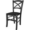 t m c s Tommychairs - Sedia modello Cross per cucina bar e sala da pranzo, robusta struttura in legno di faggio color anilina nera e seduta imbottita e rivestita in tessuto nero
