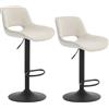 WOLTU Set di 2 Sgabelli da Cucina, Sedia da Bar in Lino, Sgabello Regolabile in Altezza, con Schienale, Seduta Imbottita Girevole a 360°, per Bistrot, Pub, Base in Metallo, Beige, BH438be-2