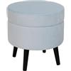 moorg Pouf Contenitore in Velluto Color Cielo, Puffo Contenitore Rotondo, Pouf con Piedini in Legno, Pouffe Salotto 38x39 cm