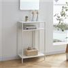 [en.casa] Consolle in Metallo Alto e Stretto Con 3 Ripiani - Tavolo Decorativo per Ingresso, Corridoio, Divano - 85 x 55 x 30 cm - Bianco