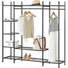 [en.casa] Organizzatore Guardaroba, Scaffalatura con Asta Appendiabiti e 6 Ripiani, Cabina Armadio Senza Ante (AxLaxP) 150 x 150 x 40 cm - Nero, Metallo