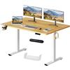 SANODESK 140x60 cm, scrivania elettrica regolabile in altezza con gancio per zaino e pannello intelligente