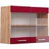 Vicco Mobile da cucina in vetro R-Line, Rosso lucido, 80 cm, per la libera combinazione all'interno di sistemi cucina modulari