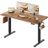 DEVAISE Scrivania Regolabile in Altezza Elettrica 140x70 cm, Scrivania Ufficio Ergonomica con Piano a 2 Sezioni, Funzione Memoria e Sistema Anticollisione, Altezza 72-118 cm,Marrone