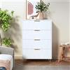 DIYHOM Cassettiera bianca con 4 cassetti, credenza stretta, cassettiera per soggiorno, camera da letto, 60 x 34 x 90 cm, colore bianco