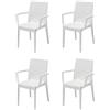 HOUSE COLLECTION, SEDIE DAFNE CON BRACCIOLI, IN POLIPROPILENE, LINEA RATTAN, BIANCO (ARE052x4)