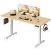 DEVAISE Scrivania Regolabile in Altezza Elettrica 160x70 cm, Scrivania Ufficio Ergonomica con Piano a 2 Sezioni, Funzione Memoria e Sistema Anticollisione, Altezza 72-118 cm,Rovere