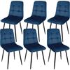 WAFTING Set di 6 sedie da pranzo imbottite con schienale alto e velluto olandese, con base in metallo, per sala da pranzo, soggiorno e reception, blu scuro