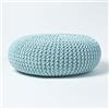 Homescapes cestino portaoggetti rotondo intrecciato in maglia bianco sporco 100% cotone, cotone, blu pastello, Pouf Rond 70 x 23 cm