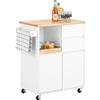 SoBuy Isola Cucina con Ruote Salvaspazio - Carrello Cucina con Cassetti e Scaffale per Microonde, Mobiletto Cucina Compatto, Penisola Cucina Bianca 72x40x84cm FKW123-WN