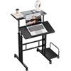 Dripex 60 x 60 cm, scrivania regolabile in altezza, scrivania mobile per computer con 4 ruote, tavolo per computer portatile, tavolo inclinabile, per casa, ufficio, nero