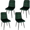 WAFTING Set di 4 sedie da pranzo imbottite con schienale alto e velluto olandese, con base in metallo, per sala da pranzo, soggiorno e reception, verde scuro