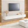 Ribanedy Mobile TV Sospeso Moderna | Consolle Multimediale da Parete | Grande Mobile TV con Spazio di Archiviazione per Soggiorno e Ufficio (Texture + Bianco, 140cm)