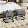 [en.casa] Set 2 Pouf 2in1 Reversibili Impilabili Seduta Imbottita e Piano Rigido in MDF Telaio in Metallo Tavolino Poggiapiedi Sgabello Rettangolari 38x38x38 cm Grigio Scuro
