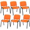 CLP Set 6X Sedie Ufficio Visitatore Ken Imbottite in Similpelle I Sedie Attesa Impilabili E Imbottite I Sedie Impilabili Portata Max 120 kg, Colore:Arancione